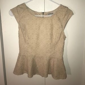 Beige mesh dress up top. Express. Size XS